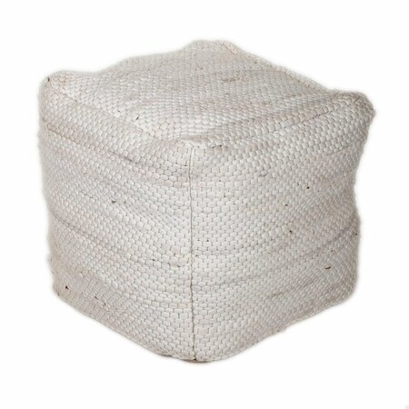 HOMEROOTS 16 x 16 x 16 in. Chic Chunky White Textured Pouf 383105